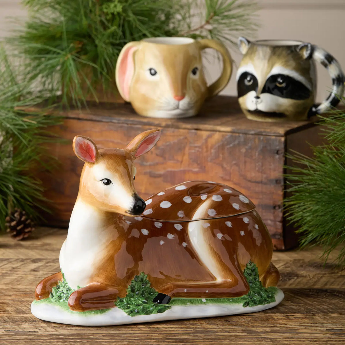 Winter Cabin 3-D Cookie Jar - Deer