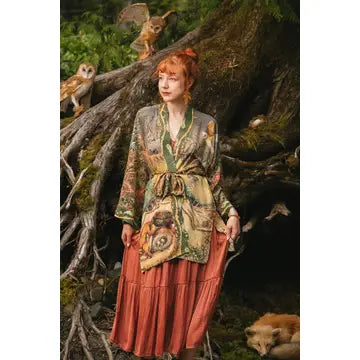 Woodland Wisdom Matinée Duster w/ Florals, Fox & Owl by Market of Stars