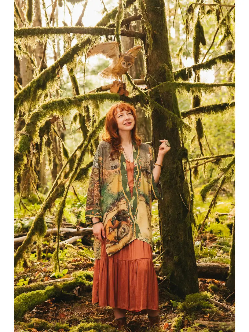 Woodland Wisdom Matinée Duster w/ Florals, Fox & Owl by Market of Stars