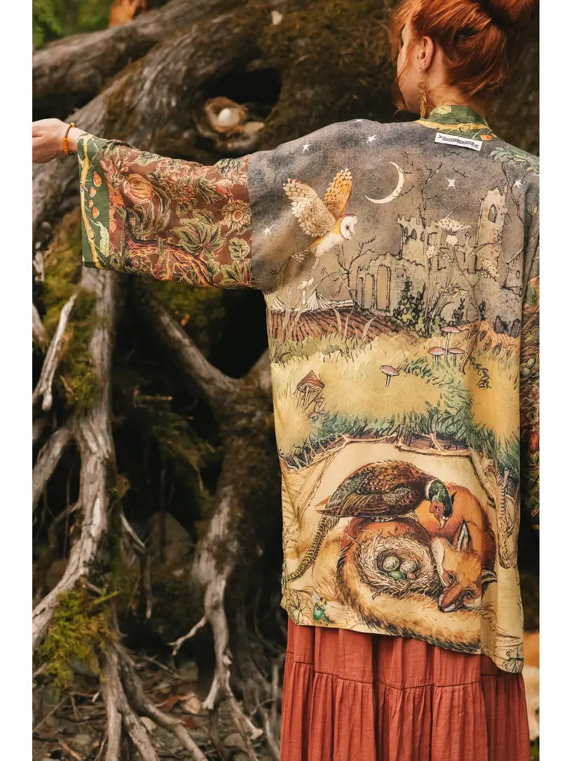 Woodland Wisdom Matinée Duster w/ Florals, Fox & Owl by Market of Stars