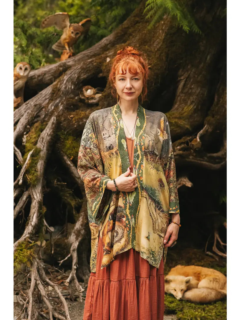Woodland Wisdom Matinée Duster w/ Florals, Fox & Owl by Market of Stars