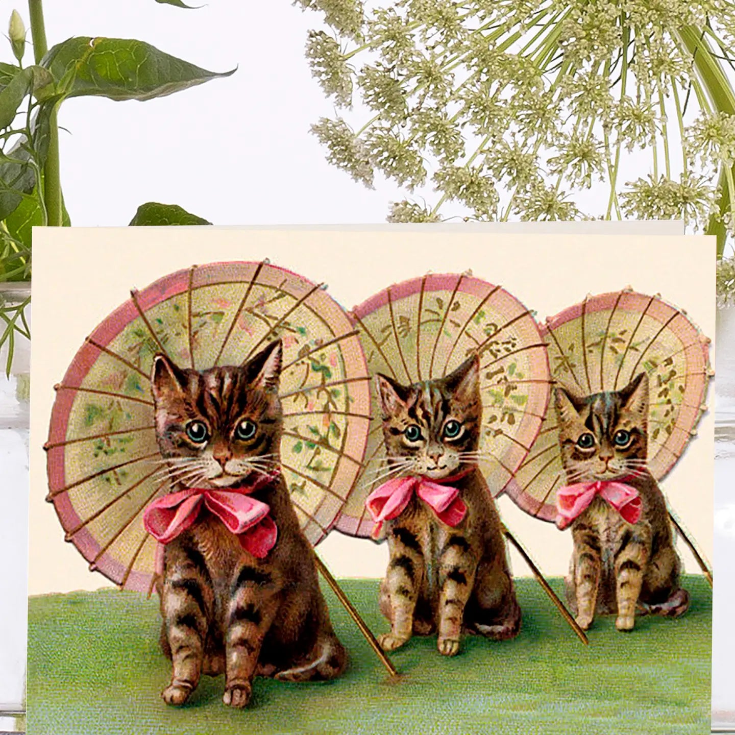 Little Vintage Greeting Card - Cats with Parasols