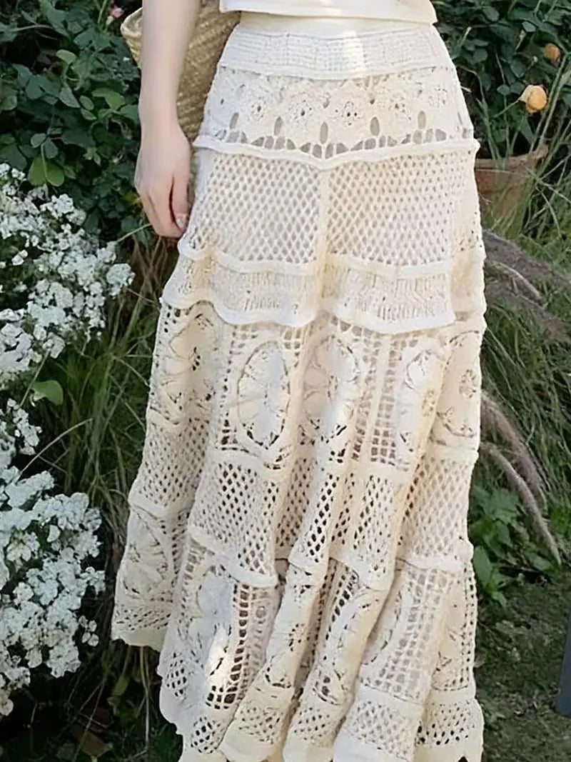 Elegant Lace A-Line Midi Skirt