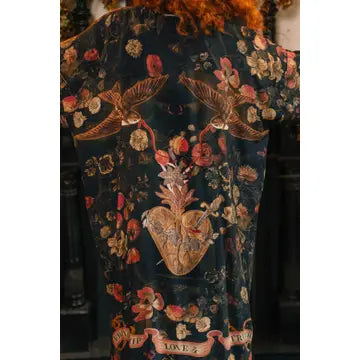 Market of Stars Heart of Gold Opera Duster Kimono Robe w/ Sacred Heart