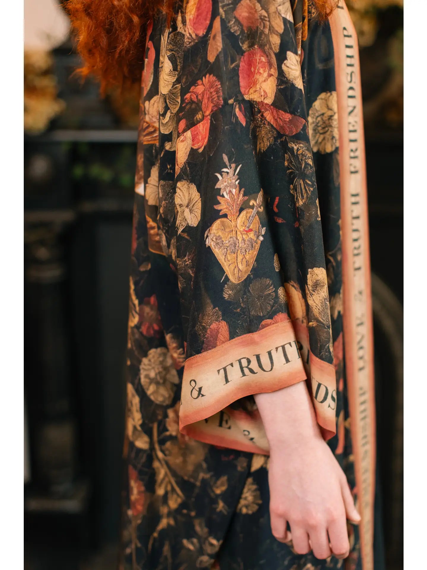 Market of Stars Heart of Gold Opera Duster Kimono Robe w/ Sacred Heart