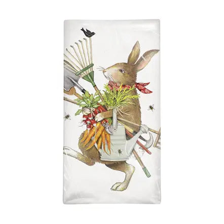 Flour Sack Kitchen Towel - Rabbit with Garden Tools