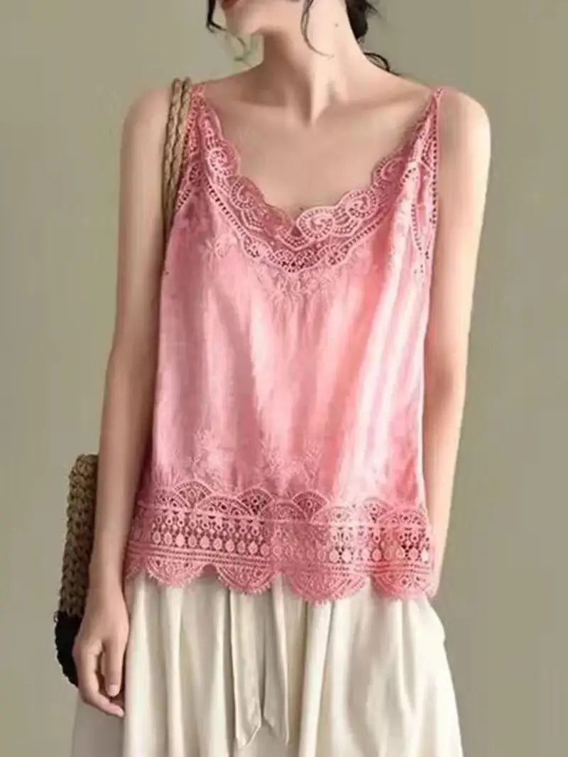 Elegant Lace Trim Tank Top