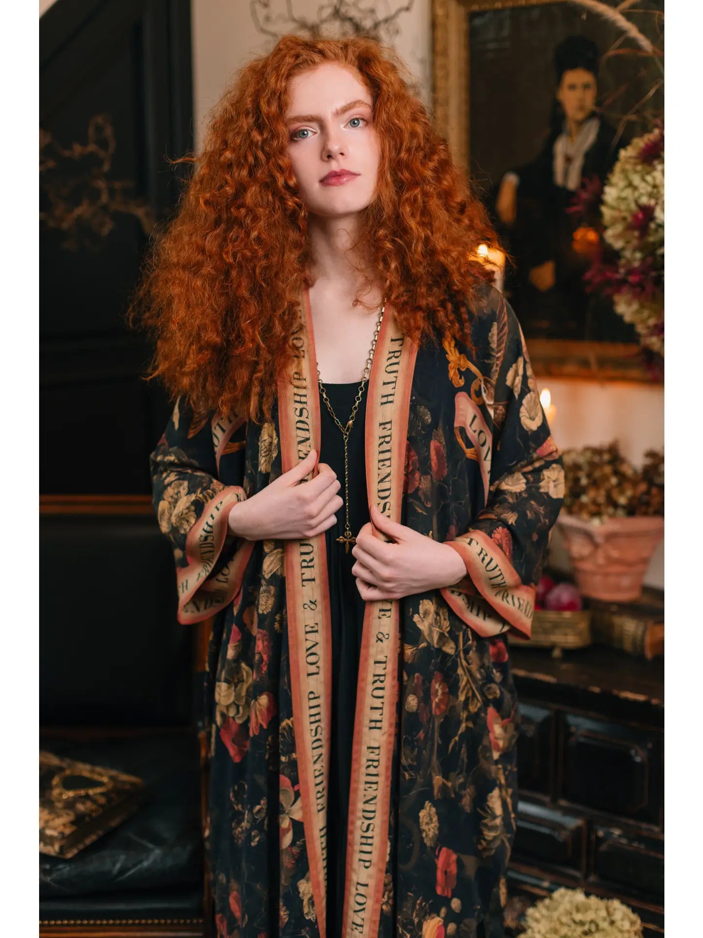 Market of Stars Heart of Gold Opera Duster Kimono Robe w/ Sacred Heart