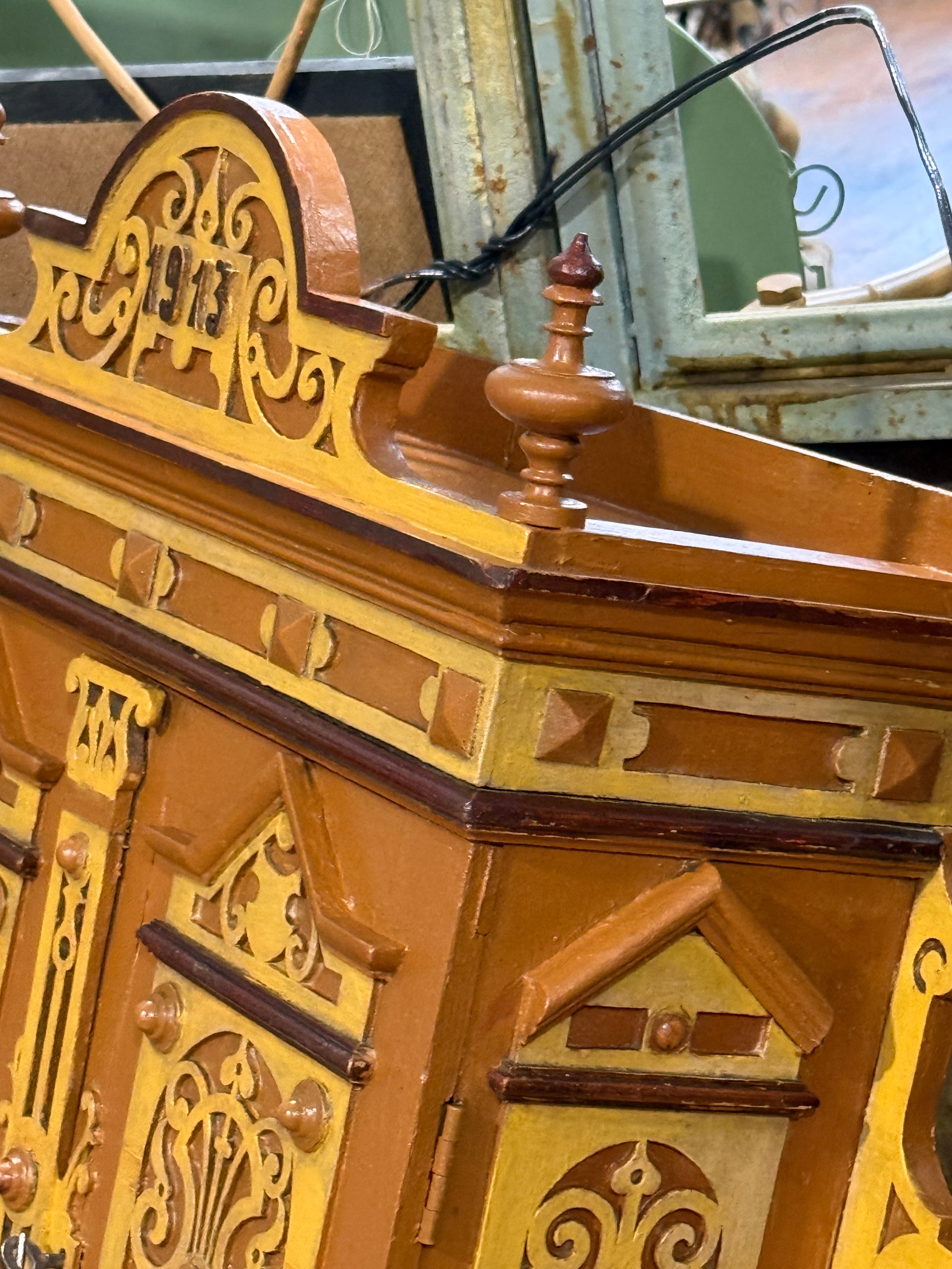 Intricate Wall Cabinet with Display Shelf